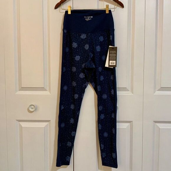 Glyder Crossover Leggings Navy Blue Succulent Print Small New - Picture 4 of 11
